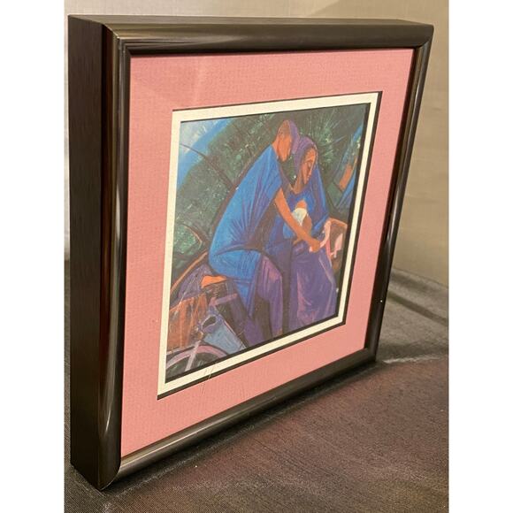 Pro - Framed Wall Art 6 X 6 in. Man, Woman, Child on Bicycle Double matted EUC - Picture 12 of 16